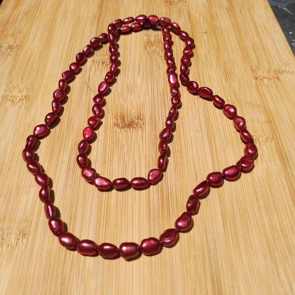 Honora Freshwater Pearl Cherry red 925 Sterling Silver 36" Stunning - Picture 3 of 7